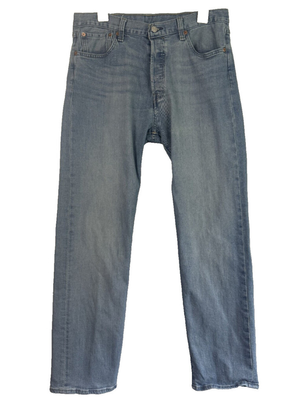Levis 501 Jeans Mens 33x32 Blue Medium Wash Denim Straight Leg Button Fly